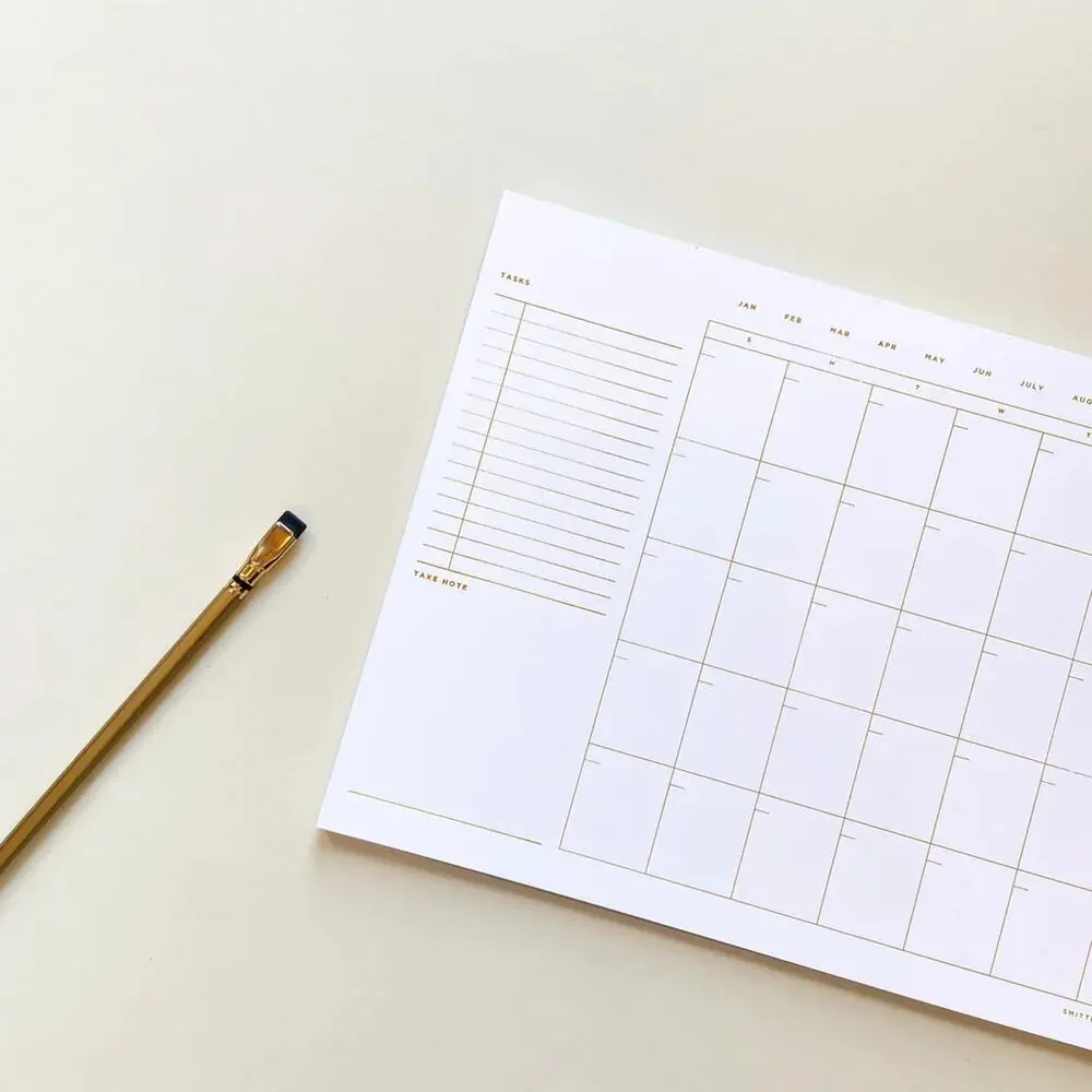 SMITTEN on PAPER Open Dated Desk Calendar in White